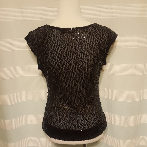 Black mesh, sequin shirt - Picture 3 of 3